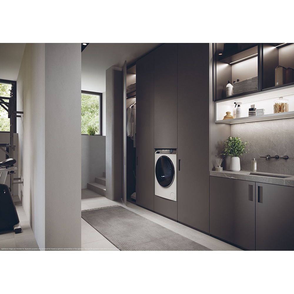 Masina de spalat rufe frontala slim HAIER HW90-B14979TU1, Steam, 9 kg, 1400rpm, Clasa B, alb