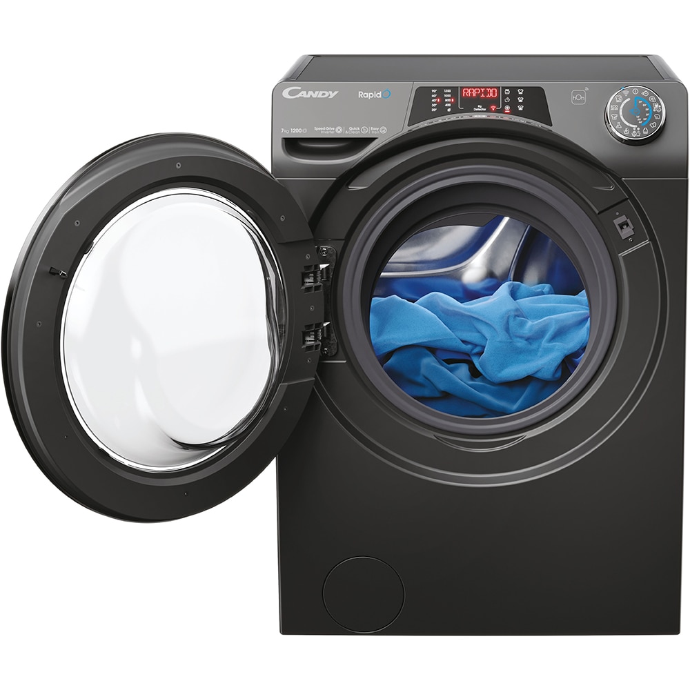 Masina de spalat rufe frontala slim CANDY RO41276DWMCRT-S, Steam, 7 kg, 1200rpm, Clasa A, Wi-Fi, antracit