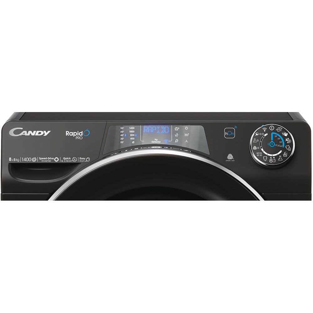 Masina de spalat rufe frontala cu uscator CANDY RPW4856BWMBCB-S, Wi-Fi, 8/5 kg, 1400rpm, Clasa A/D, negru