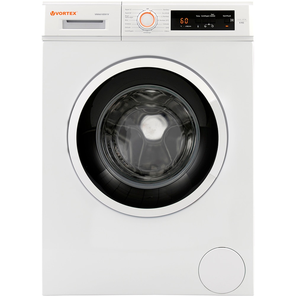 Masina de spalat rufe frontala VORTEX VMA610D01V, 6 kg, 1000rpm, Clasa D, alb