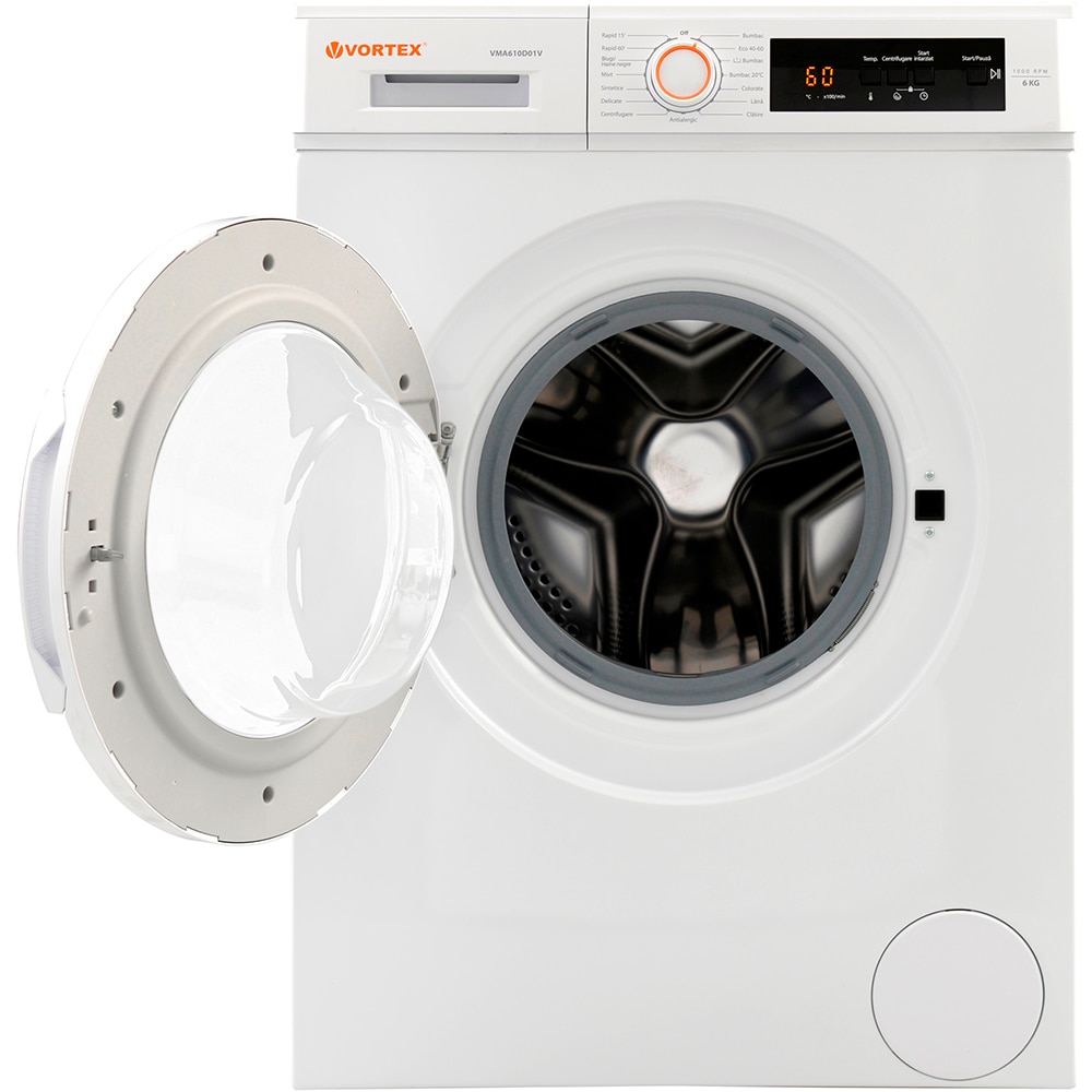 Masina de spalat rufe frontala VORTEX VMA610D01V, 6 kg, 1000rpm, Clasa D, alb