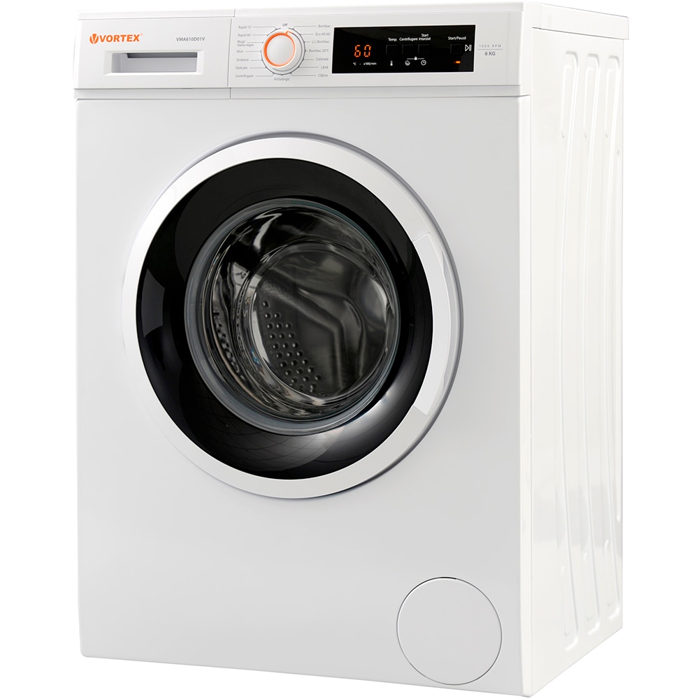 Masina de spalat rufe frontala VORTEX VMA610D01V, 6 kg, 1000rpm, Clasa D, alb