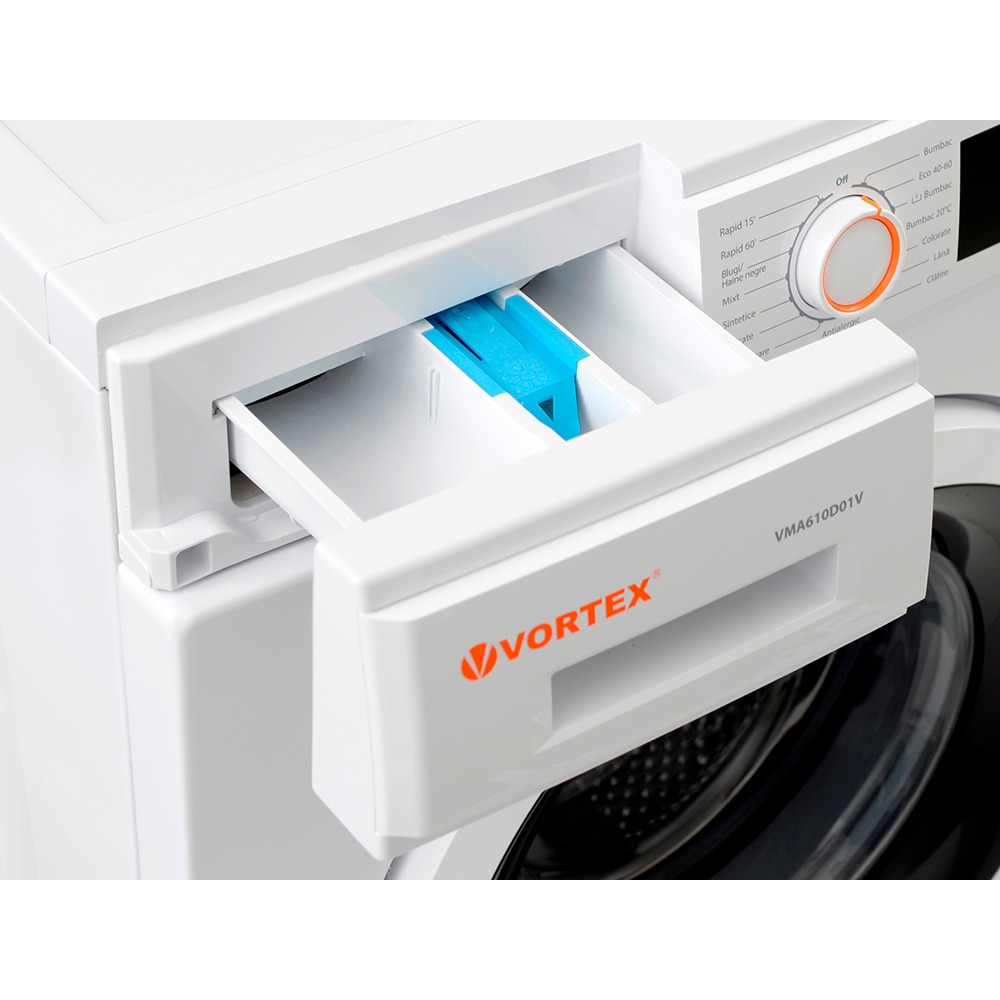 Masina de spalat rufe frontala VORTEX VMA610D01V, 6 kg, 1000rpm, Clasa D, alb