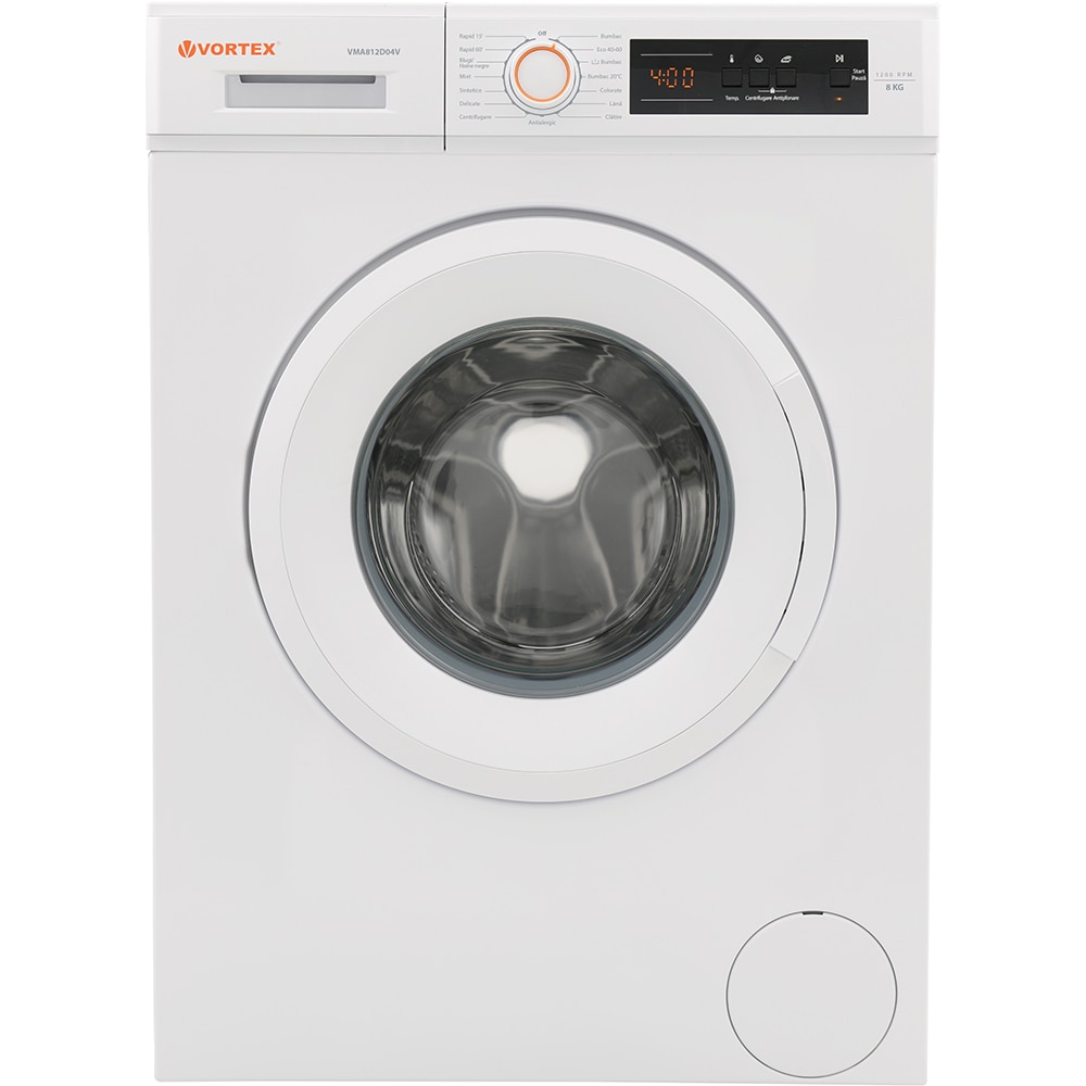 Masina de spalat rufe frontala VORTEX VMA812D04V, 8 kg, 1200rpm, Clasa D, alb
