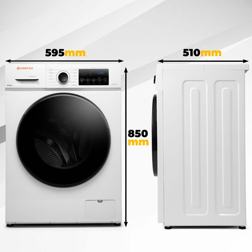 Masina de spalat rufe frontala VORTEX VMA814D03S, 8 kg, 1400rpm, Clasa A, alb