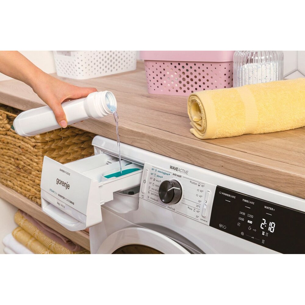 Masina de spalat rufe frontala GORENJE W2NEI1P4ADS, SteamTech, 10 kg, 1400rpm, Clasa A, alb