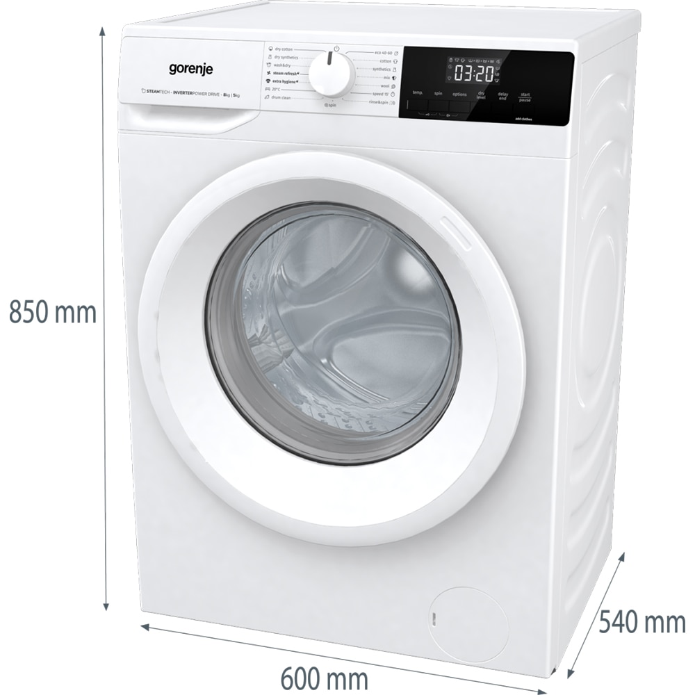 Masina de spalat rufe frontala cu uscator GORENJE W3D2A854ADS, 8/5 kg, 1400rpm, Clasa A/D, alb