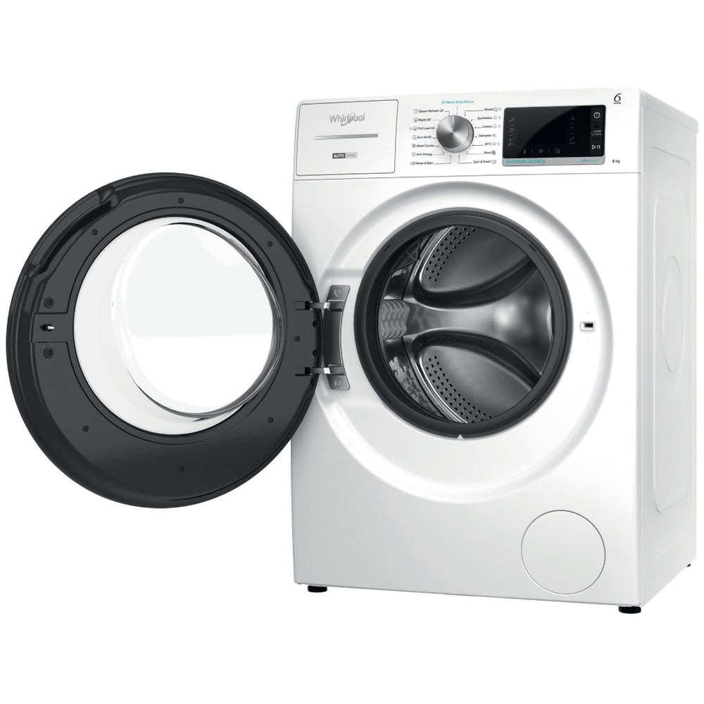 Masina de spalat rufe frontala WHIRLPOOL W8X 89AD SILENCE EE, Steam, 6th Sense, 8 kg, 1400rpm, Clasa A, alb