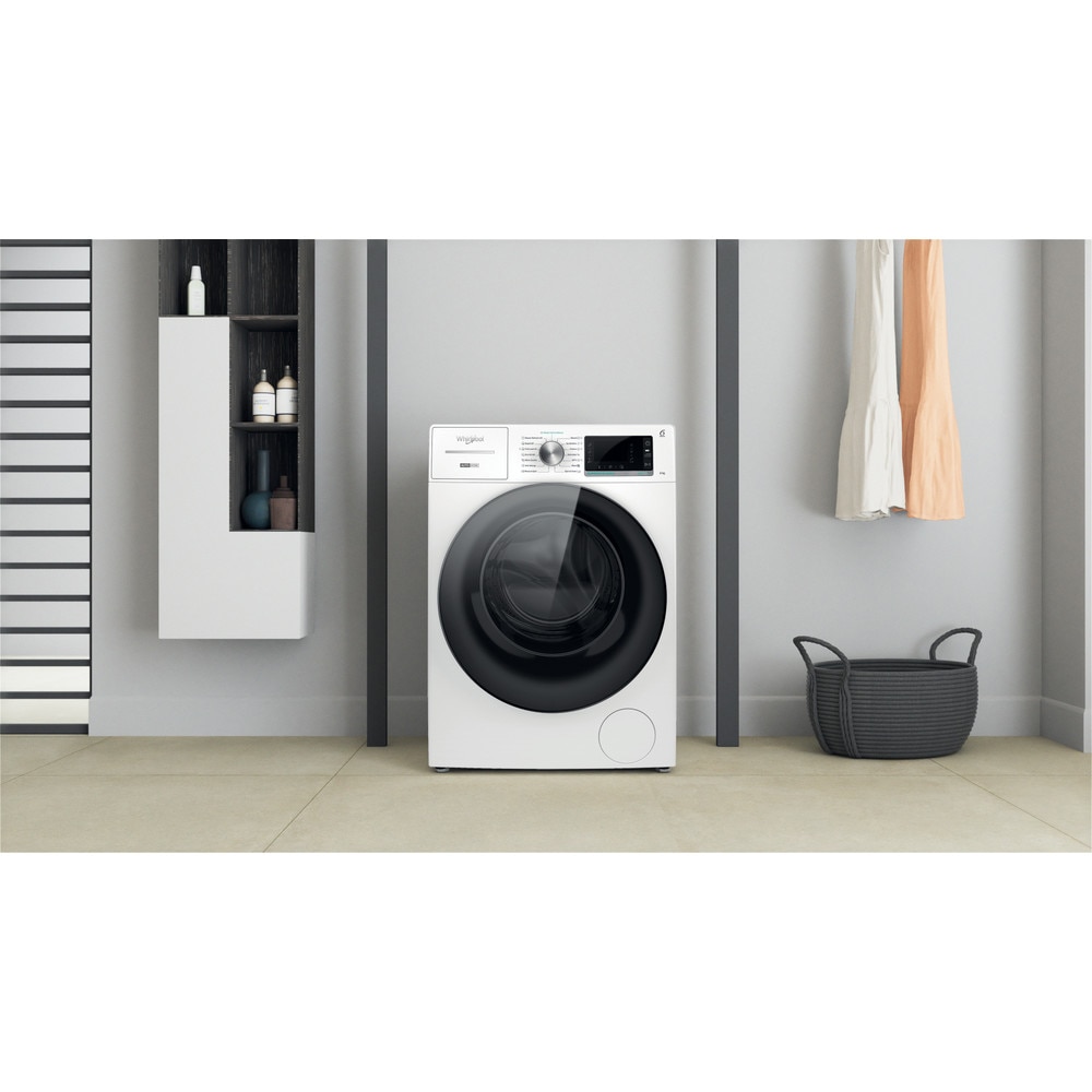 Masina de spalat rufe frontala WHIRLPOOL W8X 89AD SILENCE EE, Steam, 6th Sense, 8 kg, 1400rpm, Clasa A, alb
