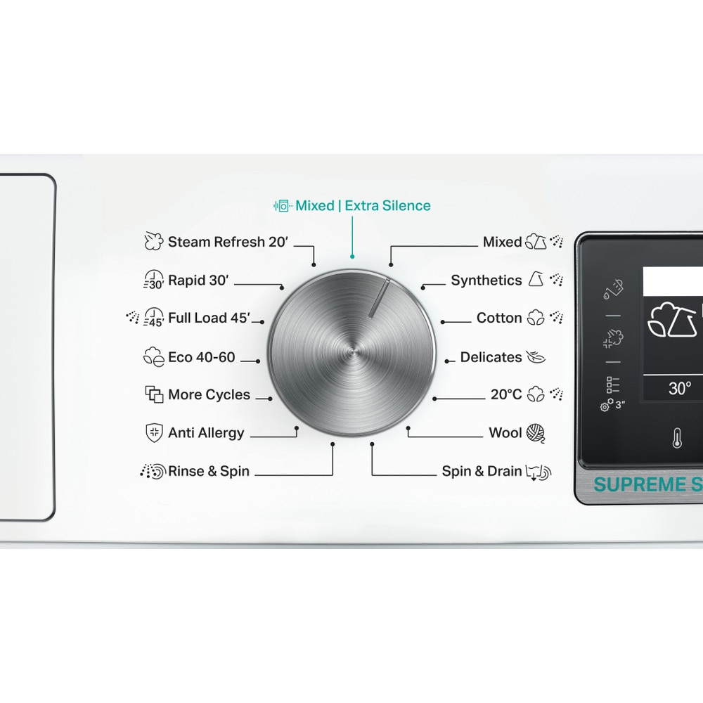 Masina de spalat rufe frontala WHIRLPOOL W8X 89AD SILENCE EE, Steam, 6th Sense, 8 kg, 1400rpm, Clasa A, alb