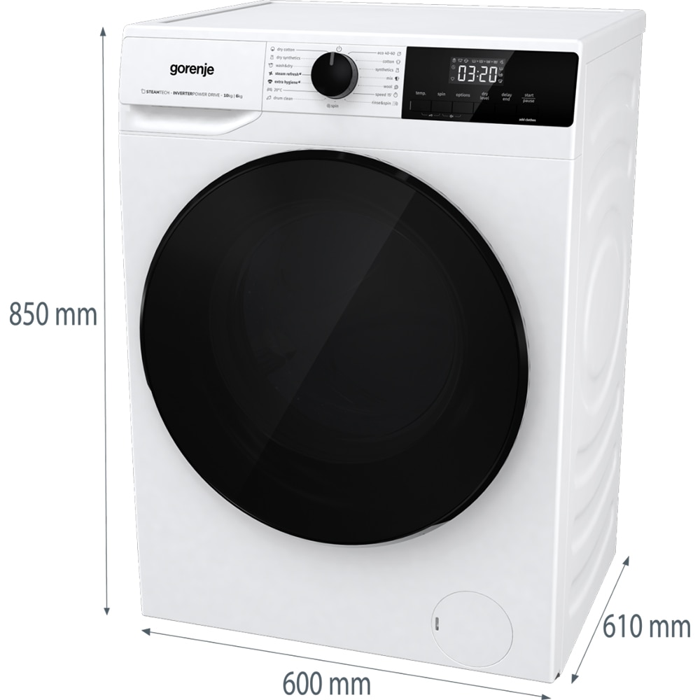 Masina de spalat rufe frontala cu uscator GORENJE WD2A164ADS, 10/6 kg, 1400rpm, Clasa A/D, alb