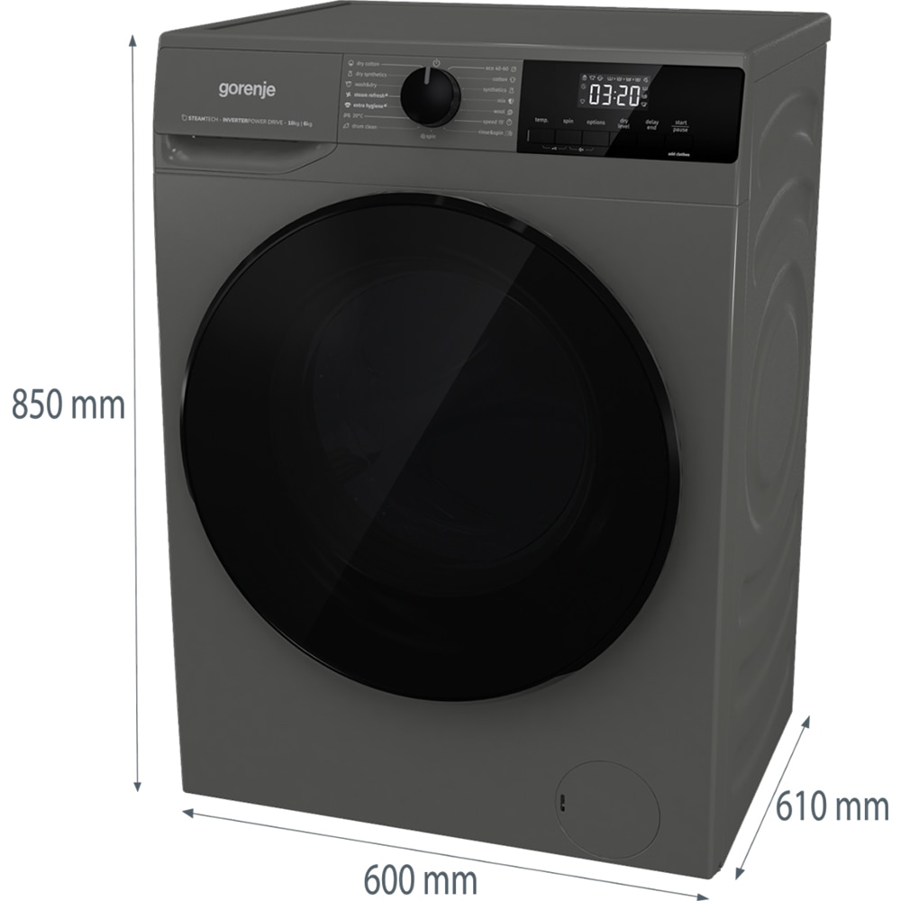 Masina de spalat rufe frontala cu uscator GORENJE WD2A164ADS/A, 10/6 kg, 1400rpm, Clasa A/D, antracit