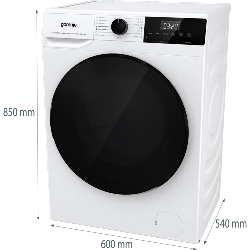 Masina de spalat rufe frontala cu uscator GORENJE WD2A854ADS, 8/5 kg, 1400rpm, Clasa A/D, alb