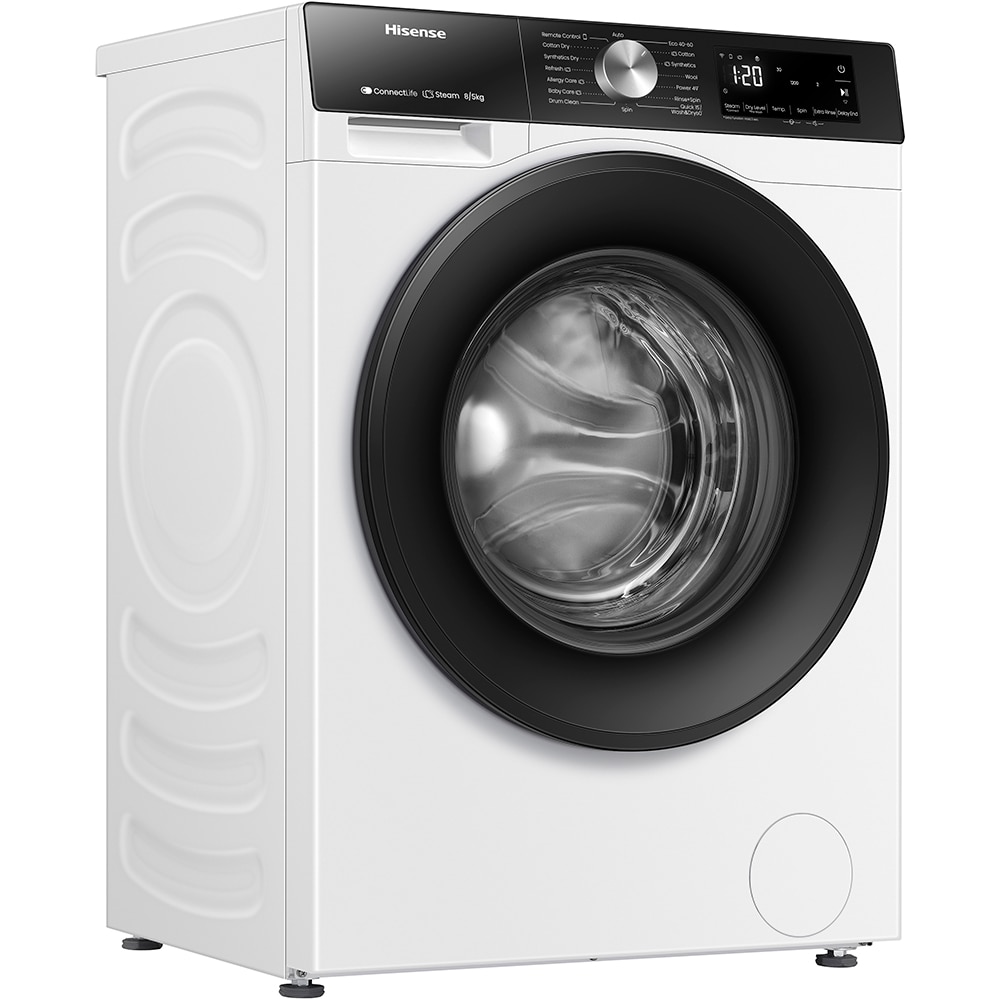 Masina de spalat rufe frontala cu uscator HISENSE WD3S8043BW3, Steam, 8/5 kg, 1400rpm, Clasa A/D, Wi-Fi, alb