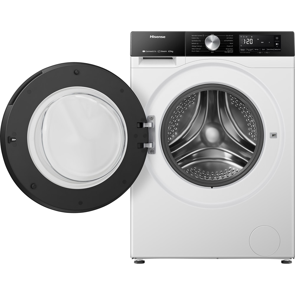 Masina de spalat rufe frontala cu uscator HISENSE WD3S8043BW3, Steam, 8/5 kg, 1400rpm, Clasa A/D, Wi-Fi, alb
