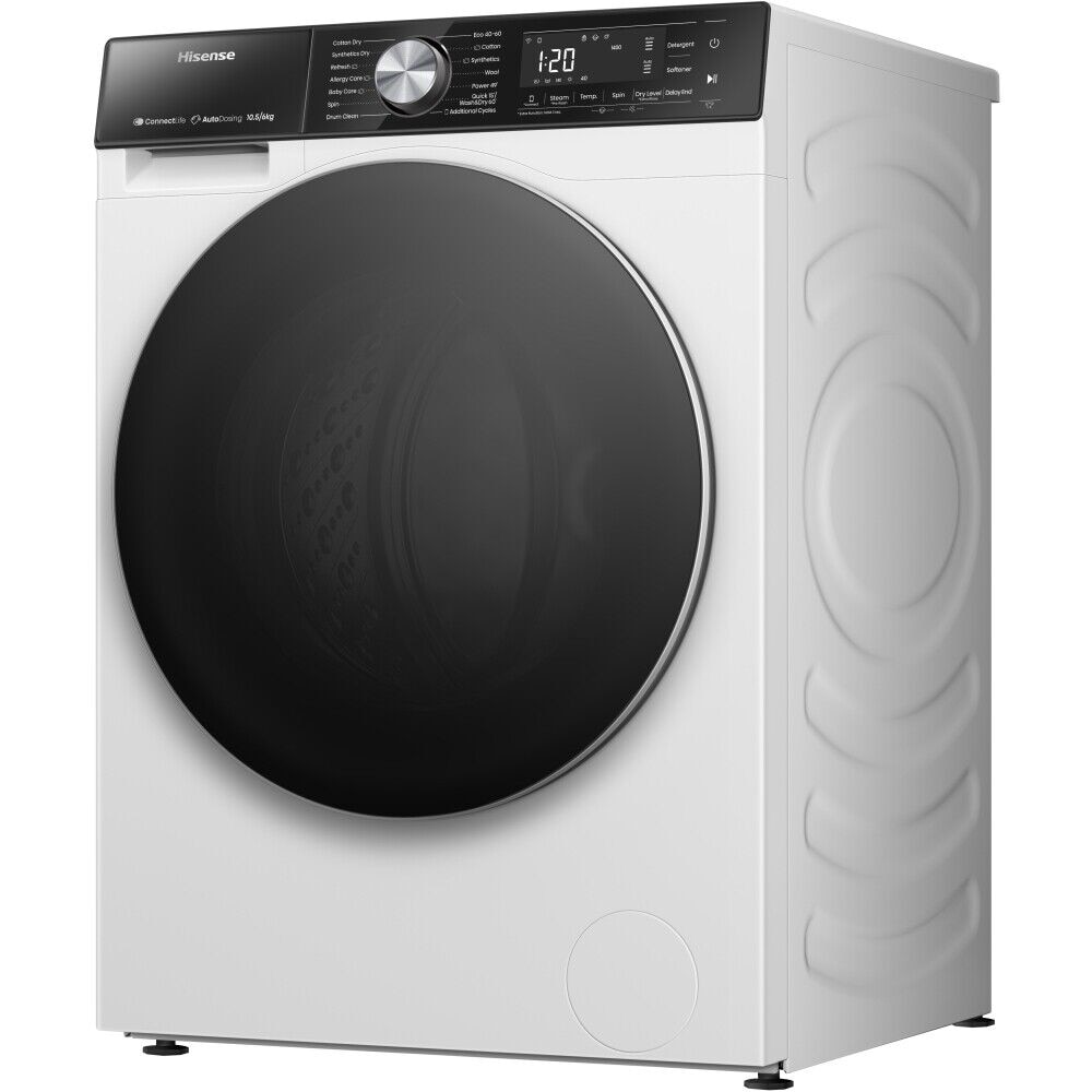 Masina de spalat rufe frontala cu uscator HISENSE WD5S1045BW, SteamTech, 10.5/6 kg, 1400rpm, Clasa A/D, alb