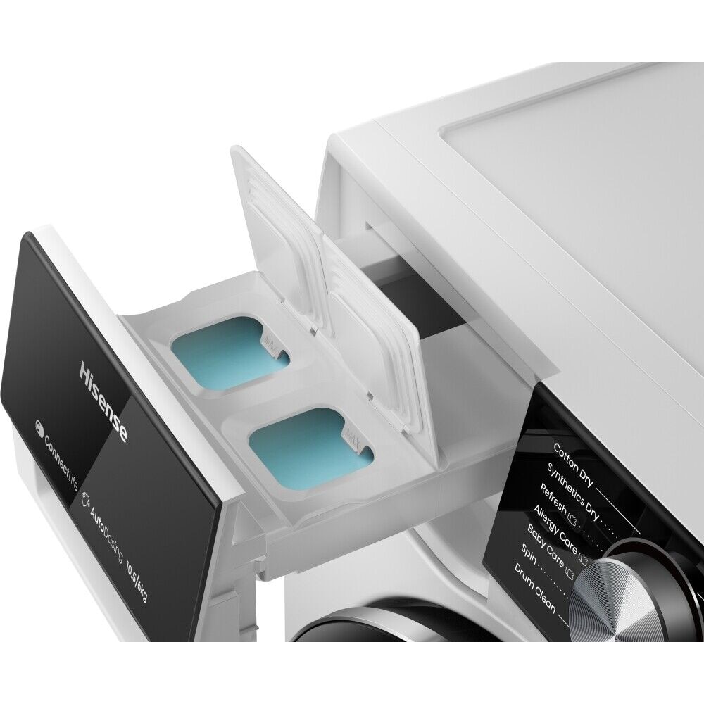 Masina de spalat rufe frontala cu uscator HISENSE WD5S1045BW, SteamTech, 10.5/6 kg, 1400rpm, Clasa A/D, alb
