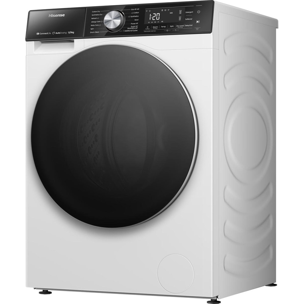 Masina de spalat rufe frontala cu uscator HISENSE WD5S1245BW, Steam, 12/8 kg, 1400rpm, Clasa A/D, Wi-Fi, alb