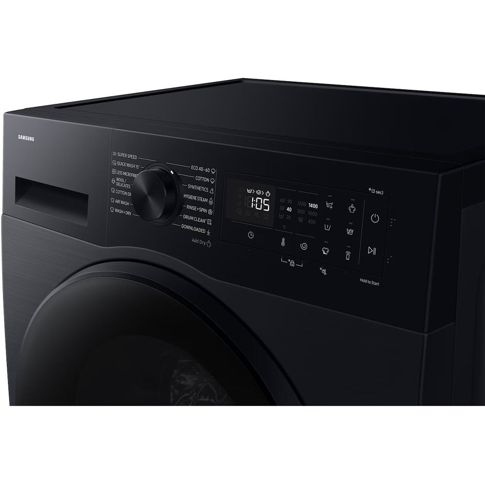 Masina de spalat rufe frontala slim cu uscator SAMSUNG WD90DG5G34BBLE, AI EcoBubble, AI Energy, 9/5 kg, 1400rpm, Clasa A/E, negru