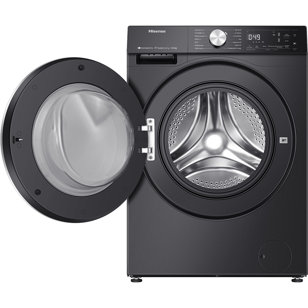 Masina de spalat rufe frontala HISENSE WF5S1045BB, Steam, 10.5 kg, 1400rpm, Clasa A, Wi-Fi, negru