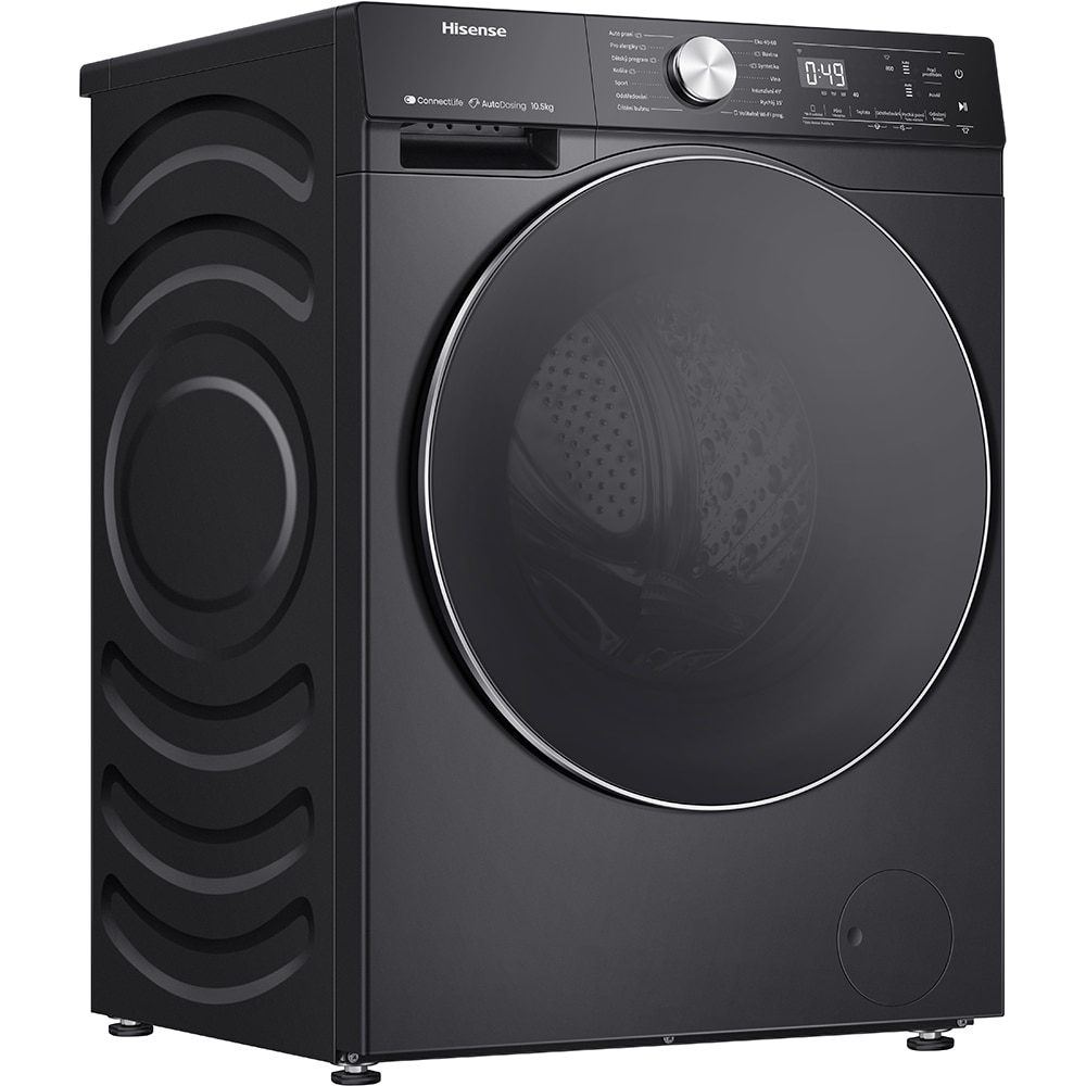 Masina de spalat rufe frontala HISENSE WF5S1045BB, Steam, 10.5 kg, 1400rpm, Clasa A, Wi-Fi, negru