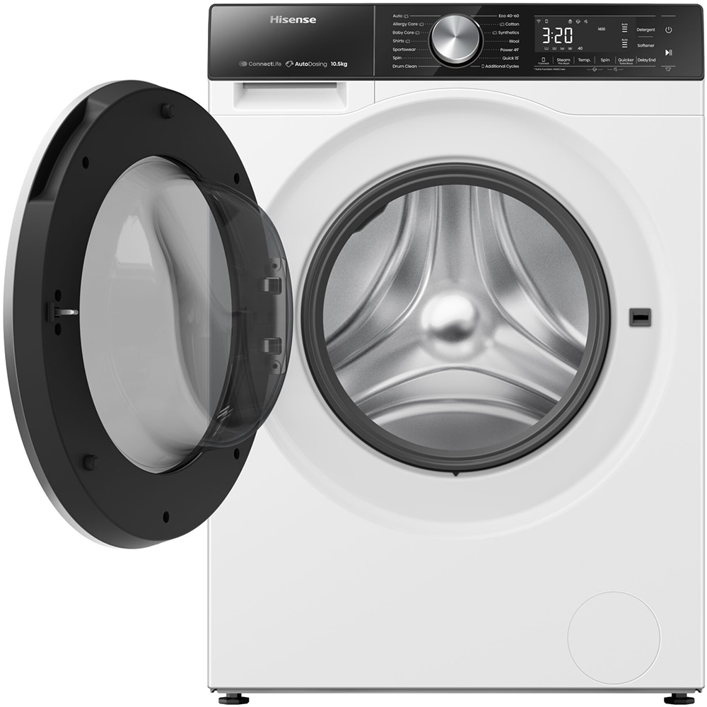 Masina de spalat rufe frontala HISENSE WF5S1045BW, Steam, 10.5 kg, 1400rpm, Clasa A, alb