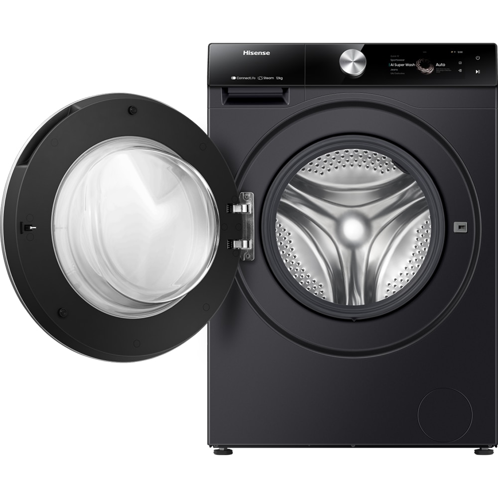 Masina de spalat rufe frontala HISENSE WF7S1247BB, Steam, 12 kg, 1400rpm, Clasa A, Wi-Fi, negru