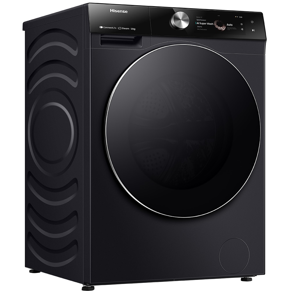 Masina de spalat rufe frontala HISENSE WF7S1247BB, Steam, 12 kg, 1400rpm, Clasa A, Wi-Fi, negru