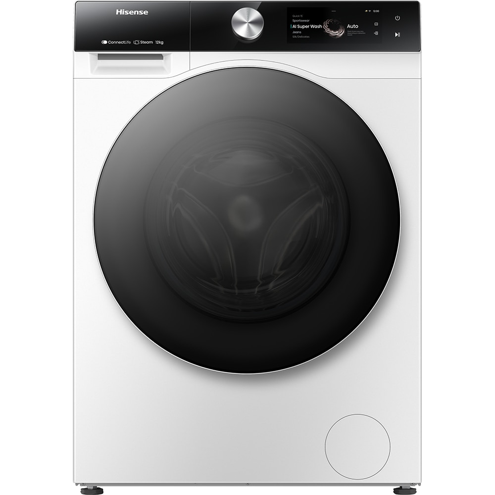 Masina de spalat rufe frontala HISENSE WF7S1247BW, Steam, 12 kg, 1400rpm, Clasa A, Wi-Fi, alb
