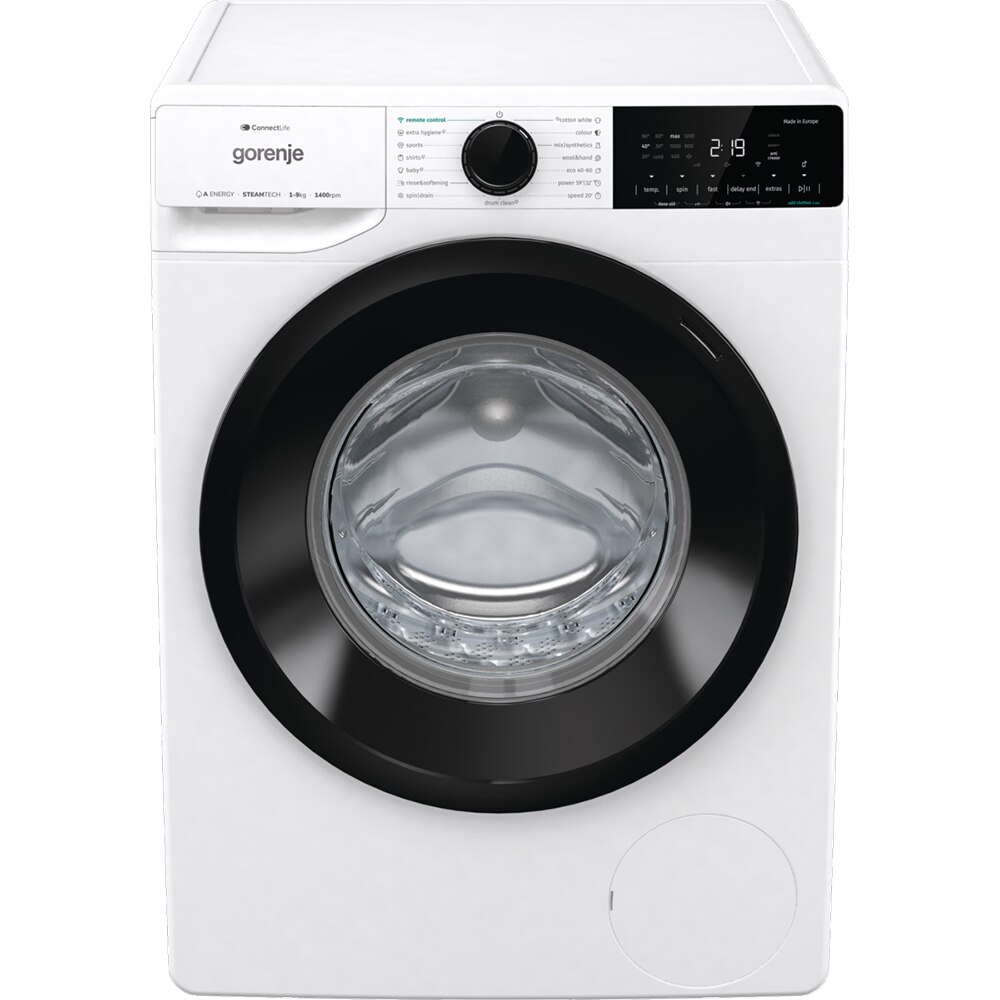 Masina de spalat rufe frontala GORENJE WNA94ARWIFI, SteamTech, 9 kg, 1400rpm, Clasa A, alb