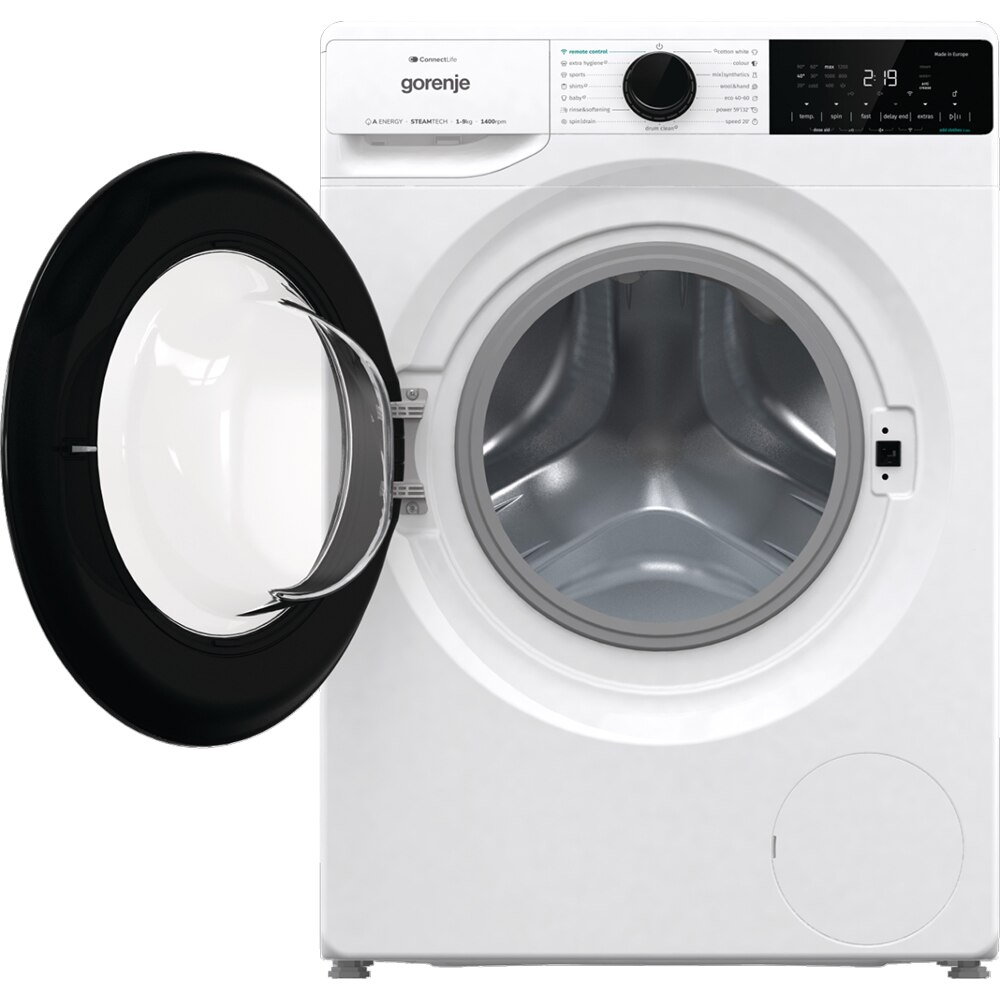 Masina de spalat rufe frontala GORENJE WNA94ARWIFI, SteamTech, 9 kg, 1400rpm, Clasa A, alb