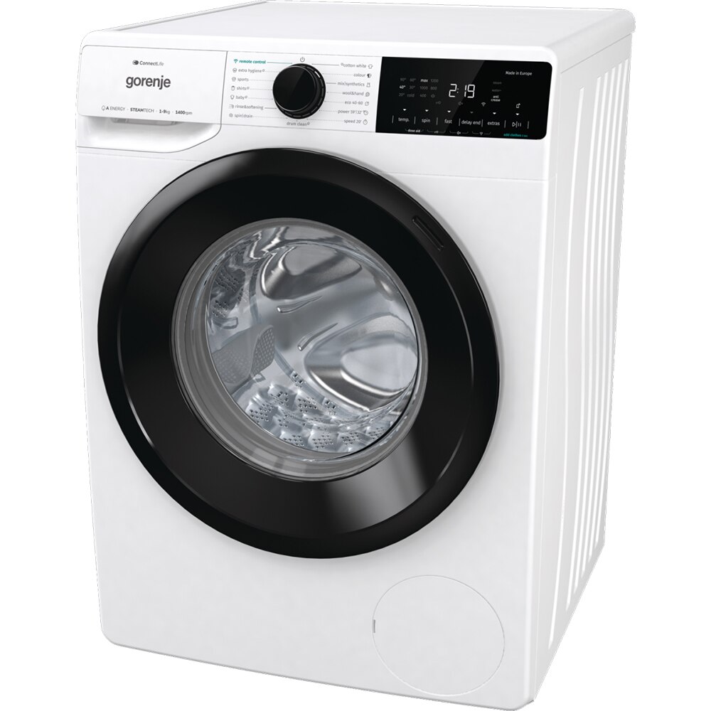 Masina de spalat rufe frontala GORENJE WNA94ARWIFI, SteamTech, 9 kg, 1400rpm, Clasa A, alb