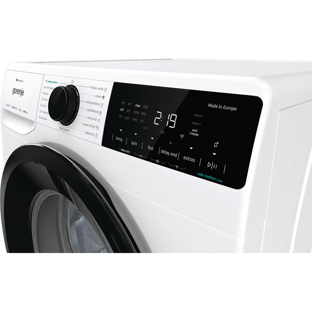 Masina de spalat rufe frontala GORENJE WNA94ARWIFI, SteamTech, 9 kg, 1400rpm, Clasa A, alb