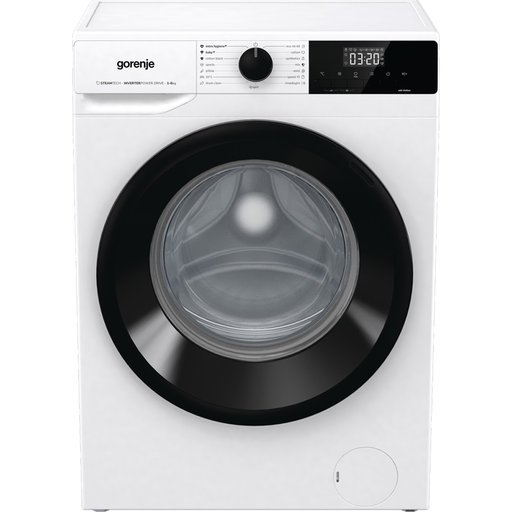 Masina de spalat rufe frontala slim GORENJE WNHEI62SAS, SteamTech, 6 kg, 1200rpm, Clasa A, alb