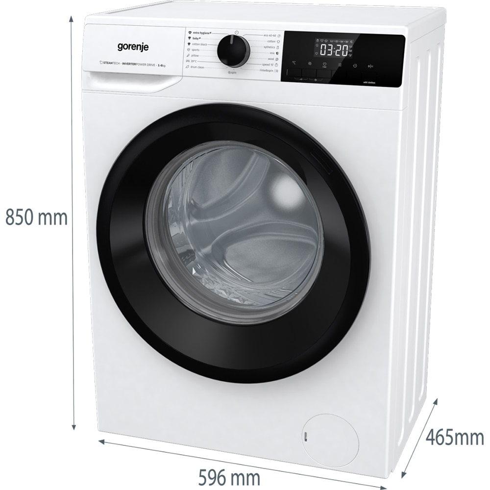 Masina de spalat rufe frontala slim GORENJE WNHEI62SAS, SteamTech, 6 kg, 1200rpm, Clasa A, alb
