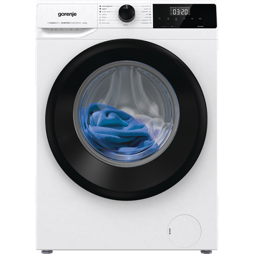 Masina de spalat rufe frontala slim GORENJE WNHEI74SAS, SteamTech, 7 kg, 1400rpm, Clasa A, alb