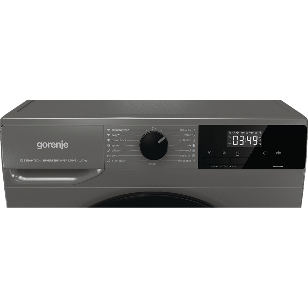 Masina de spalat rufe frontala slim GORENJE WNHEI74SAS/A, Steamtech, 7 kg, 1400rpm, Clasa A, antracit