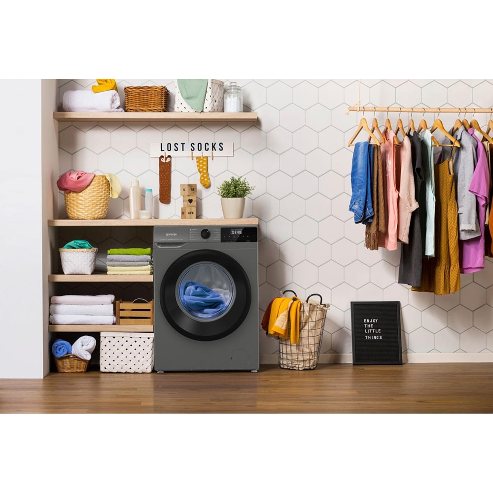 Masina de spalat rufe frontala slim GORENJE WNHEI74SAS/A, Steamtech, 7 kg, 1400rpm, Clasa A, antracit