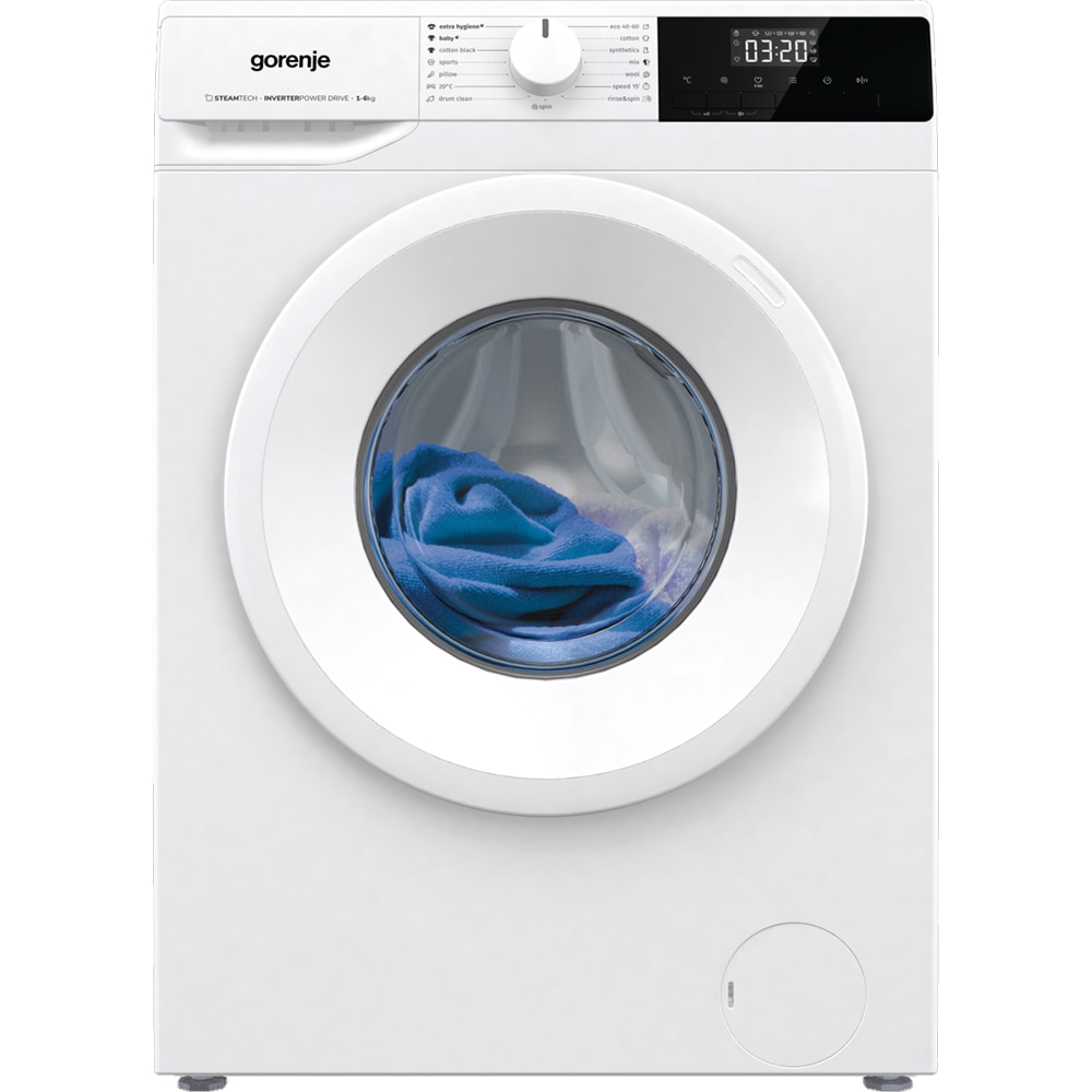 Masina de spalat rufe frontala slim GORENJE WNHPI62SCS, SteamTech, 6 kg, 1200rpm, Clasa C, alb