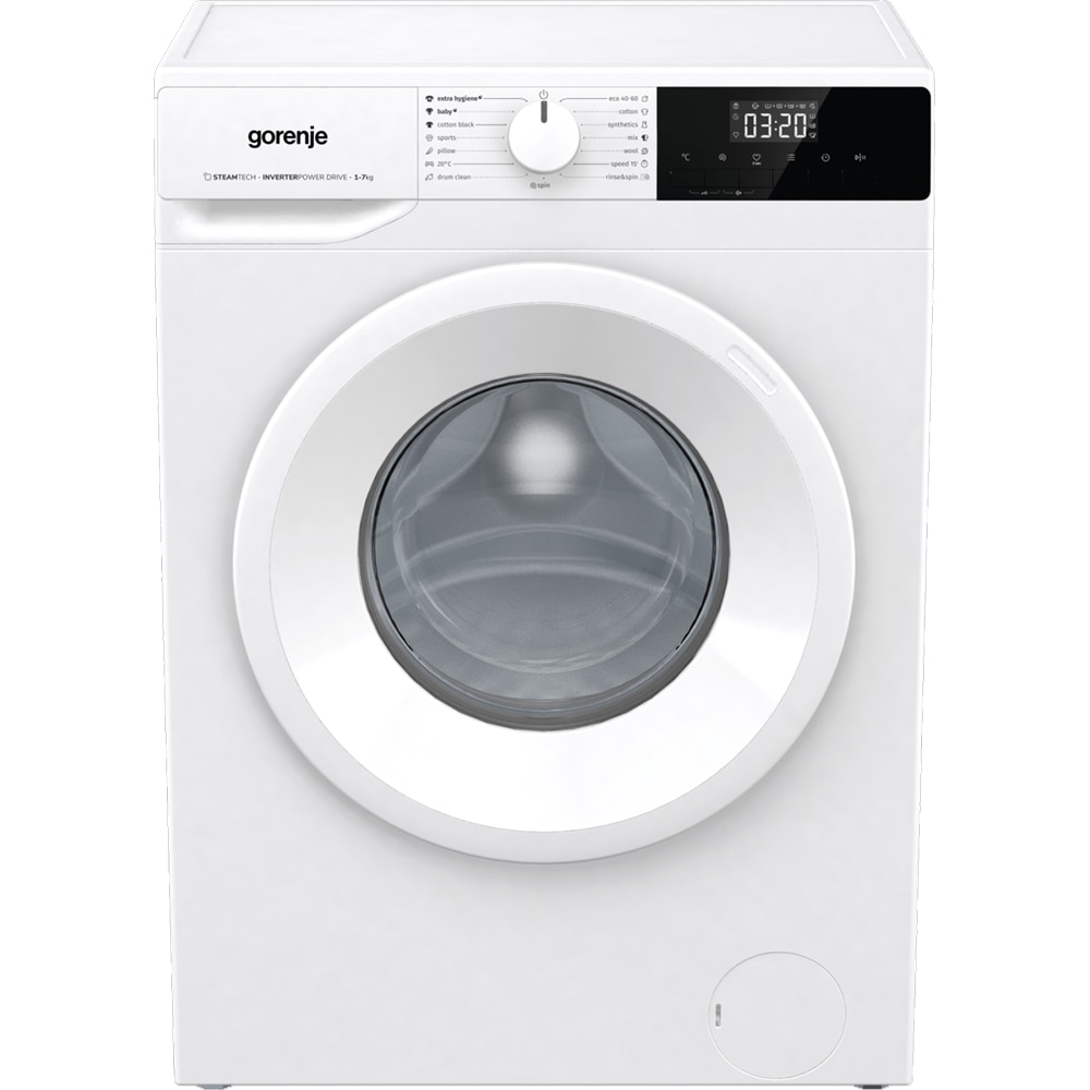 Masina de spalat rufe frontala slim GORENJE WNHPI72SCS, SteamTech, 7 kg, 1200rpm, Clasa C, alb