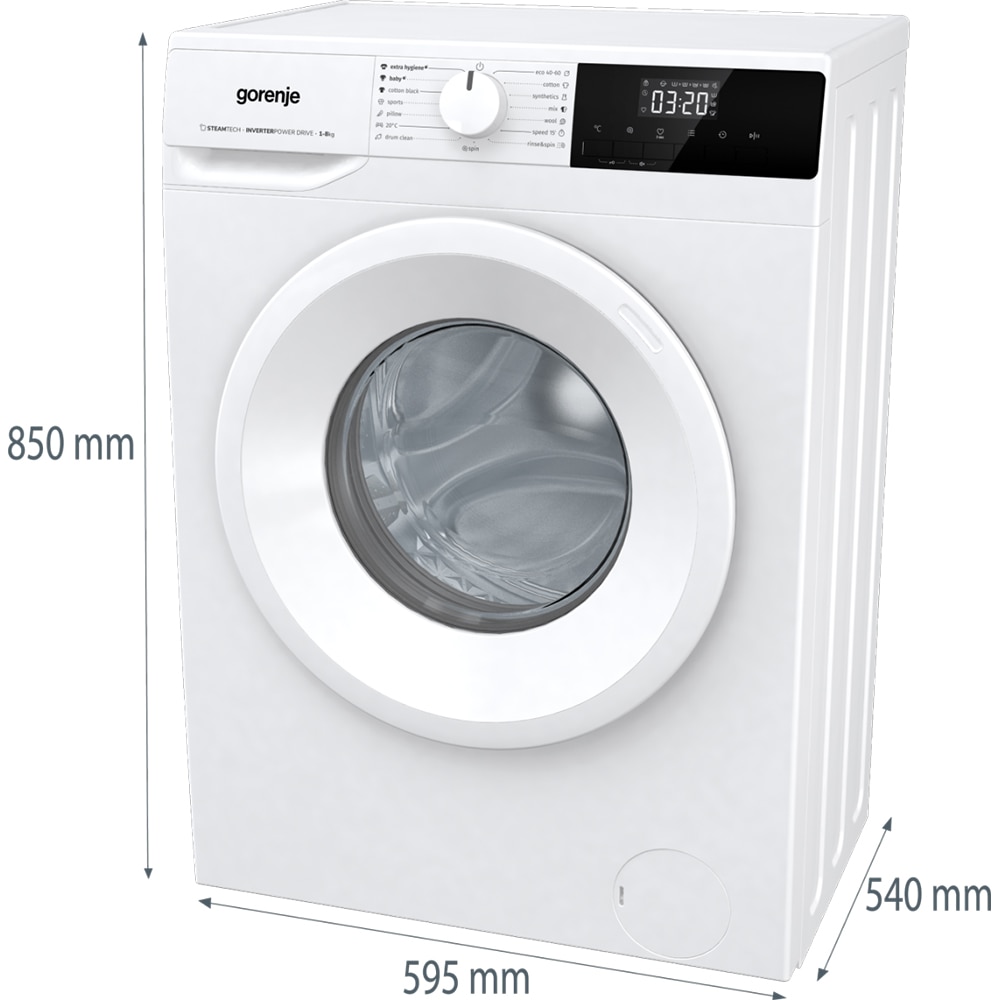 Masina de spalat rufe frontala GORENJE WNHPI84AS, SteamTech, 8 kg, 1400rpm, Clasa A, alb