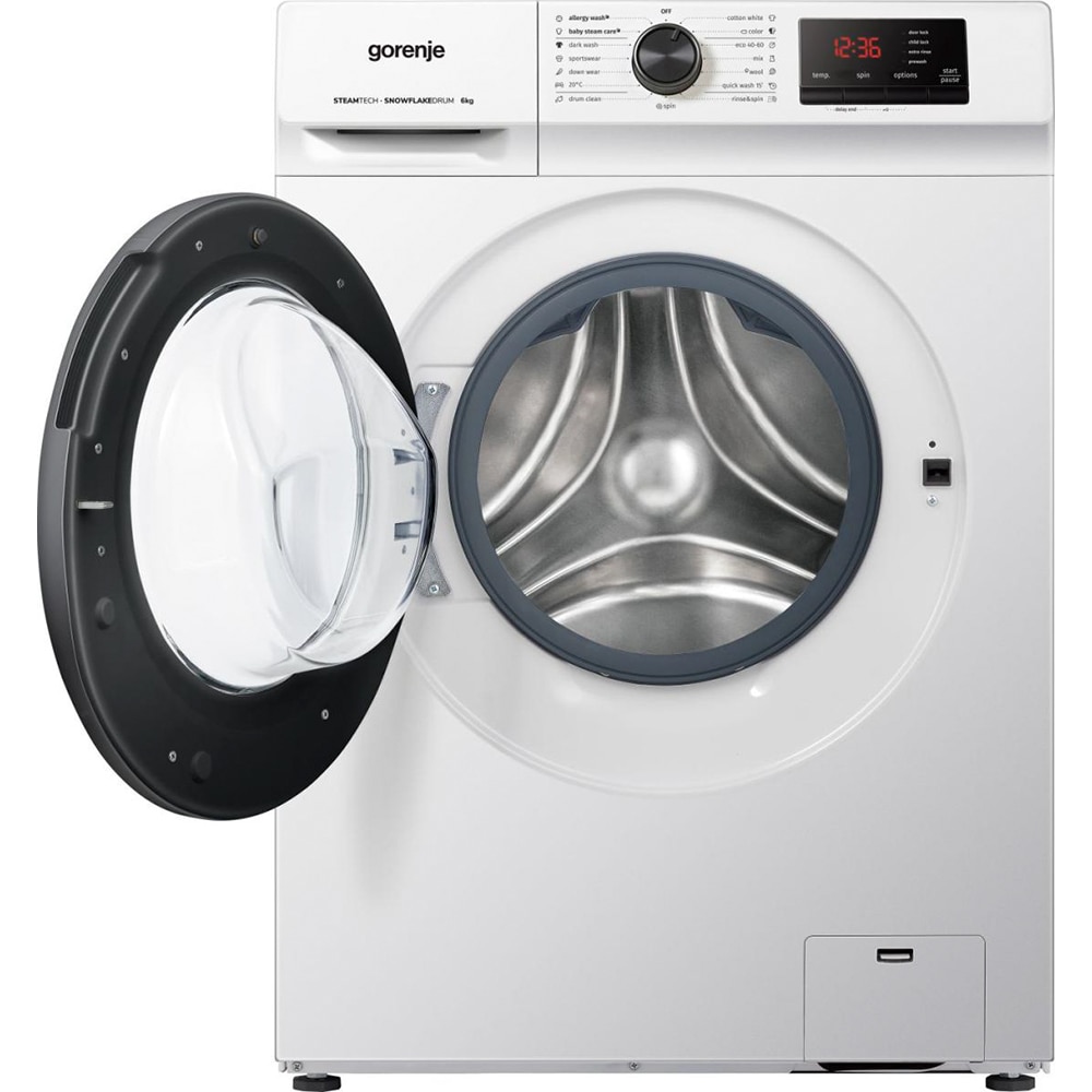 Masina de spalat rufe frontala slim GORENJE WNHVB60SES, SteamTech, 6 kg, 1000rpm, Clasa E, alb