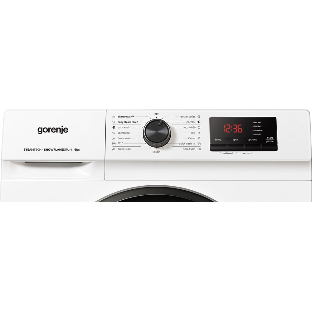 Masina de spalat rufe frontala slim GORENJE WNHVB60SES, SteamTech, 6 kg, 1000rpm, Clasa E, alb