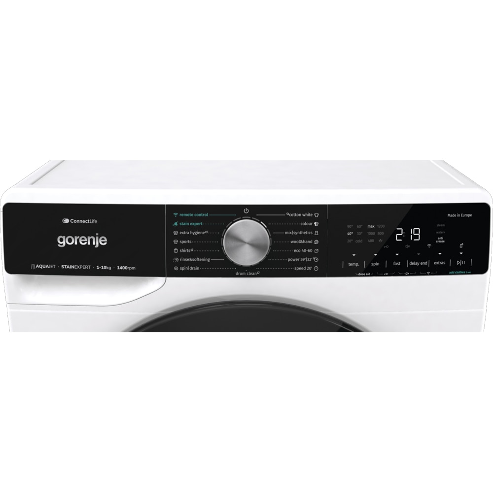 Masina de spalat rufe frontala GORENJE WNS14A4TWIFI, SteamTech, 10 kg, 1400rpm, Clasa A, Wi-Fi, alb