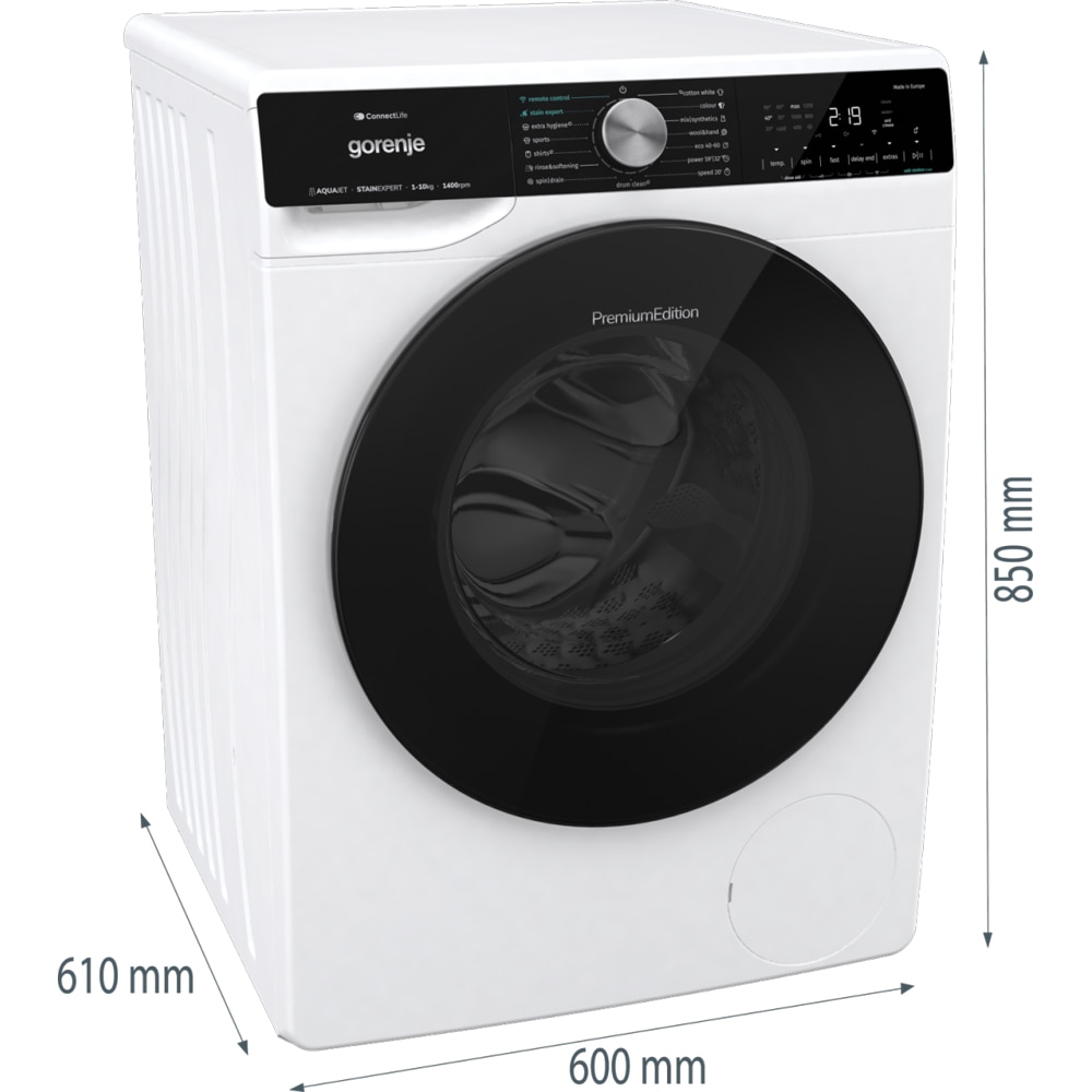 Masina de spalat rufe frontala GORENJE WNS14A4TWIFI, SteamTech, 10 kg, 1400rpm, Clasa A, Wi-Fi, alb