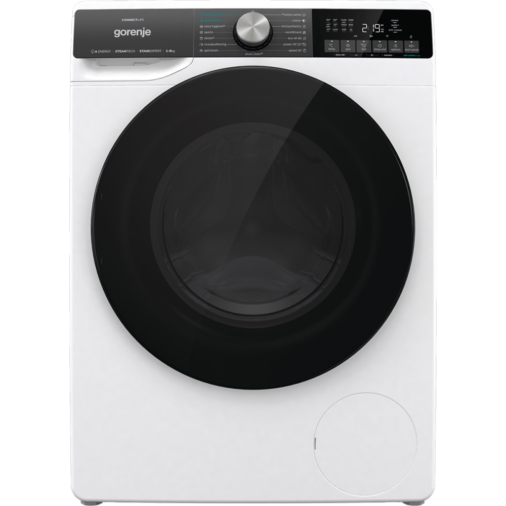 Masina de spalat rufe frontala GORENJE WNS84ATWIFI, SteamTech, 8 kg, 1400rpm, Clasa A, alb