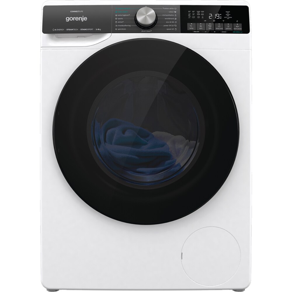 Masina de spalat rufe frontala GORENJE WNS84ATWIFI, SteamTech, 8 kg, 1400rpm, Clasa A, alb