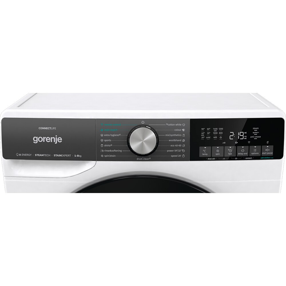 Masina de spalat rufe frontala GORENJE WNS84ATWIFI, SteamTech, 8 kg, 1400rpm, Clasa A, alb