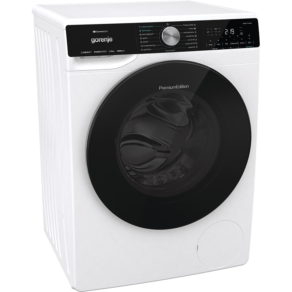 Masina de spalat rufe frontala GORENJE WNS94A1TWIFI, SteamTech, 9 kg, 1400rpm, Clasa A, Wi-Fi, alb