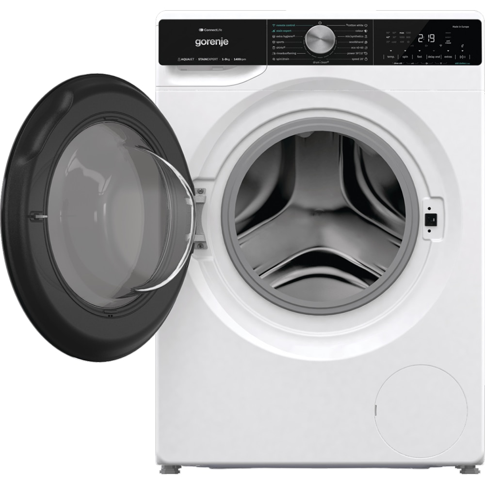 Masina de spalat rufe frontala GORENJE WNS94A1TWIFI, SteamTech, 9 kg, 1400rpm, Clasa A, Wi-Fi, alb